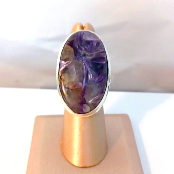 Charoite,925 sterling silver ring! Handmade!  Sz.6 - Picture 2 of 7